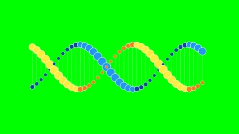 A stylized multicolored dna double helix structure on a vibrant green screen Stock Footage 340266540
