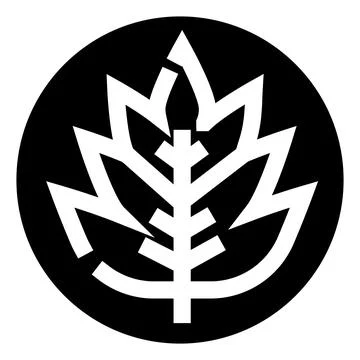 Stylized natural leaf logo in black circle Stock Illustration