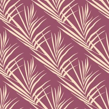 Stylized nature seamess pattern with doodle fern leafs elements. Abstract sil Stock Illustration
