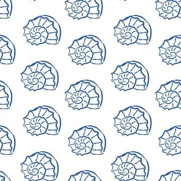 Stylized Nautilus Pattern Design for Textiles, showcasing unique oceanic th.. Illustrazione stock