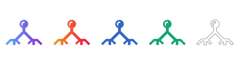 Stylized Network Node Branching UI Icons Stockillustratie