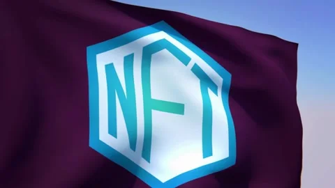 Stylized NFT Flag Waving – Crypto Finance and Digital Asset Concept Video stock 319194145