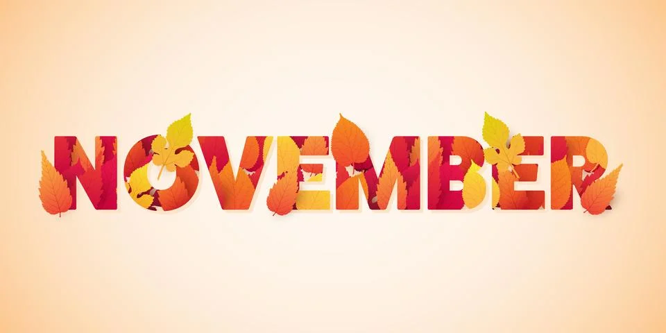 Stylized November Text, Typography or Banner Design, Template with Colorful.. Stock Illustration