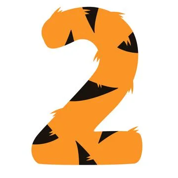 Stylized number 2 with tiger print Stock Illustration