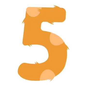 Stylized number 5 with print. Suitable for greeting cards, banners, flyers Stock Illustration