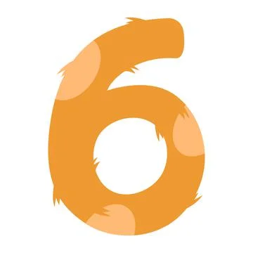 Stylized number 6 with print. Suitable for greeting cards, banners, flyers Stock Illustration