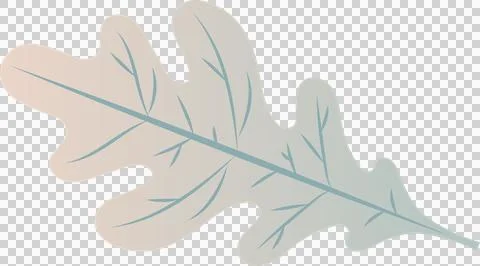 Stylized oak leaf flat design is blending blush into mint gradient on Stock Illustration