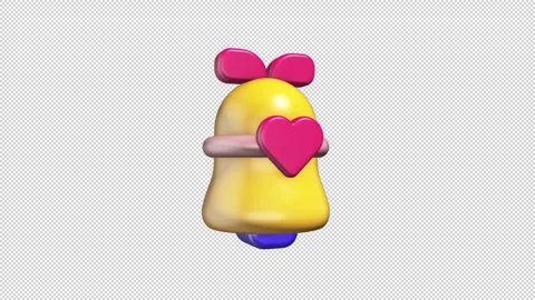 Stylized object with yellow base, pink heart and bow Loop Alpha Stock Footage 308018438