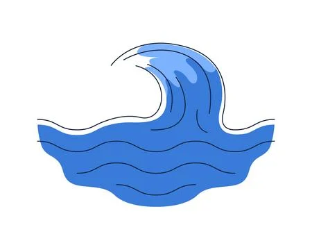 Stylized ocean wave 2D cartoon object Stock Illustration