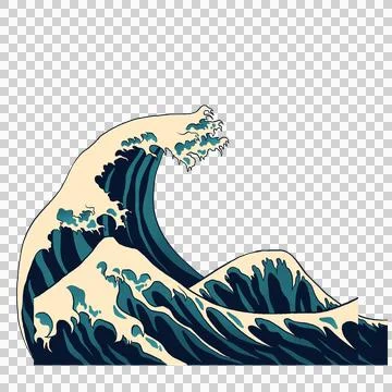 Stylized ocean wave is cresting in flat design, with frothy foam patterns on イラスト素材