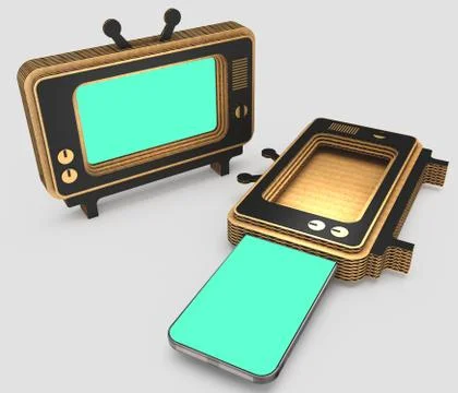 Stylized for the old TV case for modern smartphones. 3D illustration Stock Illustration
