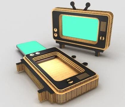 Stylized for the old TV case for modern smartphones. 3D illustration Stock Illustration
