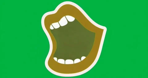 Stylized open mouth hovering over transparent background, showing white teeth Stock Footage 317450002