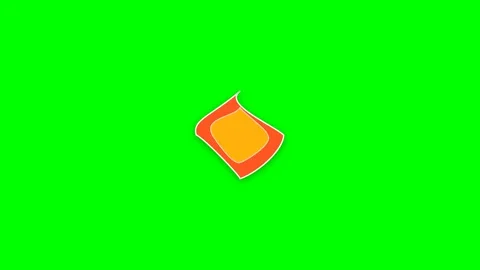A stylized orange and yellow flame icon isolated on a bright green background Stock Footage 340264951