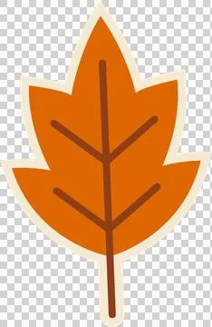 Stylized orange leaf appearing on transparent canvas, with beige border and dark イラスト素材