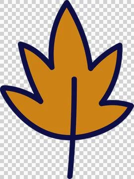 Stylized orange leaf icon is being shown in flat design with navy outline on Stock Illustration