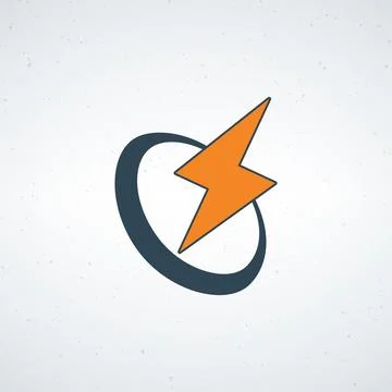 A stylized orange lightning bolt logo on a white background Stock Illustration