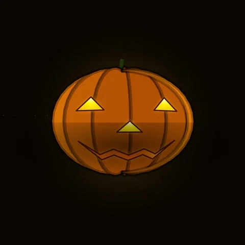 Stylized orange pumpkin graphic decoration against dark backdrop for fall f.. Stock Footage 345688901