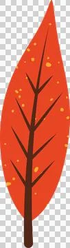 Stylized orange-red leaf is displaying brown veins and yellow speckles on Stock Illustration