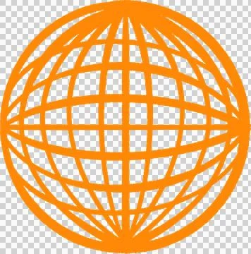 Stylized orange wireframe sphere is floating on transparent background, 3D grid Stock Illustration