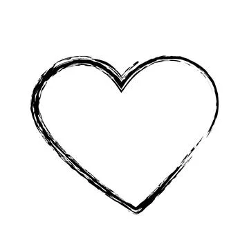 Stylized outline drawn heart shape of charcoal brush stroke. Black Day greetings Stock-Illustration