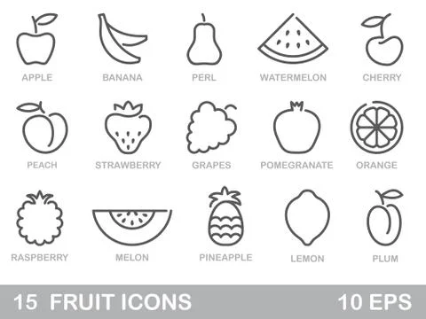 Stylized outlines of fruit. Vector icons Stock Illustration
