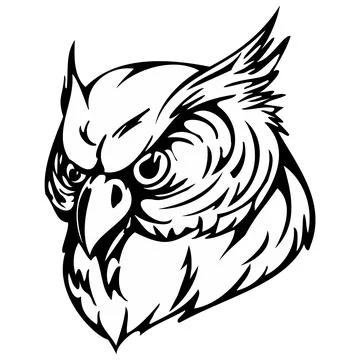 Stylized Owl Head Vector Art Stock Illustration
