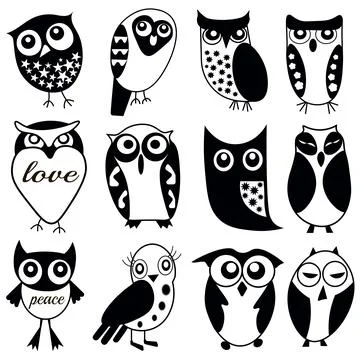 Stylized Owl Illustrations Stock Illustration