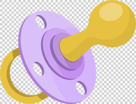Stylized pacifier with a lavender shield, gold nipple, and gold ring suitab.. Stock Illustration