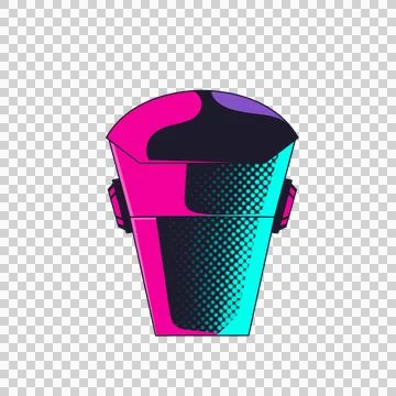 Stylized pail is being shown in pop art design, pink turquoise halves, Stockillustratie