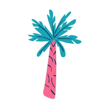 Stylized palm tree with bright colors. Stock Illustration