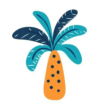 Stylized palm tree with bright colors. Stock Illustration