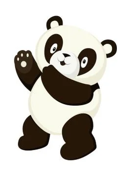 Stylized panda full body drawing. Simple panda bear icon or logo design Stockillustratie