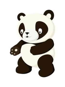 Stylized panda full body drawing. Simple panda bear icon or logo design Stock Illustration