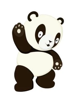 Stylized panda full body drawing. Simple panda bear icon or logo design Stock Illustration
