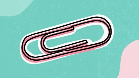 Stylized paper clip icon sliding on turquoise textured background, hand dra.. Stock Footage 342047060
