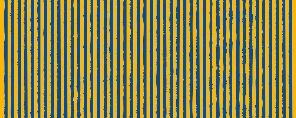 Stylized pattern featuring alternating blue and yellow jagged stripes. Perf.. Stock Illustration