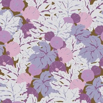 Stylized pattern with figs and leaves, inspired by natural forms. Ideal for t 스톡 일러스트