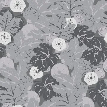 Stylized pattern with figs and leaves, inspired by natural forms. Ideal for t Stock Illustration