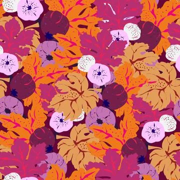 Stylized pattern with figs and leaves, inspired by natural forms. Ideal for t Stock Illustration