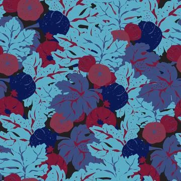 Stylized pattern with figs and leaves, inspired by natural forms. Ideal for t Stock Illustration