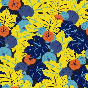 Stylized pattern with figs and leaves, inspired by natural forms. Ideal for t Stock Illustration