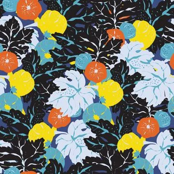 Stylized pattern with figs and leaves, inspired by natural forms. Ideal for t Stock Illustration