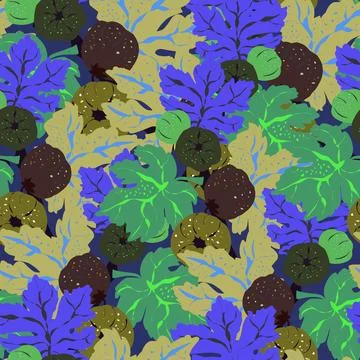Stylized pattern with figs and leaves, inspired by natural forms. Ideal for t 库存插图
