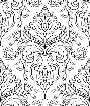 Stylized pattern with vases and flowers. Stock Illustration