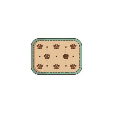 Stylized paw prints on a rectangular pet mat symbolizing animal comfort and.. Stock Illustration