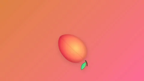 Stylized Peach Fruit Icon with Leaf and Fuzz Texture Rotating on Pink Orang.. Stock Footage 346612124