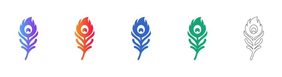 Stylized Peacock Feather Design Elements 스톡 일러스트