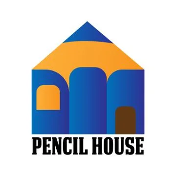 Stylized pencil house. Vector logo template Stock Illustration