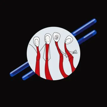 Stylized people in a circle Stock Illustration